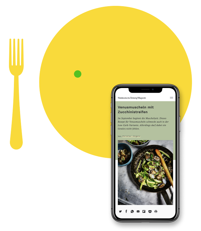 Smartphone mit geöffneter Seite: Kulinarisches Rezept von SZ